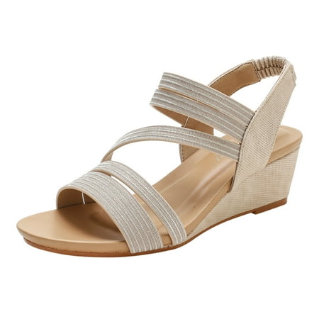 Womens Sandals Mid Heel Wedge Heel Open Toe Breathable Comfortable Elastic Belt Solid Roman Style Slippers for Women Gold Size 8
Womens Sandals Mid Heel Wedge Heel Open Toe Breathable Comfortable Elastic Belt Solid Roman Style Slippers for Women Gold Size 8