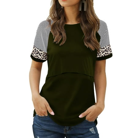 Smallshow Women s Short Sleeve Maternity Nursing Shirt for Breastfeeding