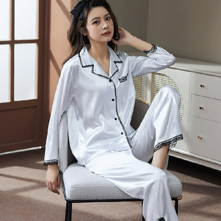 PIKADINGNIS 2 Piece Women Set Spring Autumn Long Sleeve Pajamas for Woman Fashion Silk Sleepwear Home Cloth Lace Soft Trousers Satin Pajama
PIKADINGNIS 2 Piece Women Set Spring Autumn Long Sleeve Pajamas for Woman Fashion Silk Sleepwear Home Cloth Lace Soft Trousers Satin Pajama