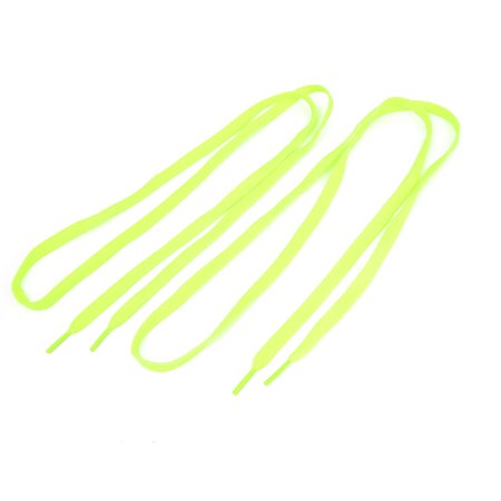 Pair Yellow Green Plastic Tip Flat Shoelaces Shoe Lace String for Sports Shoes