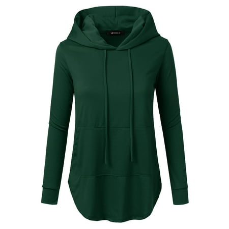 Doublju Women's Long Length Casual Basic Long Sleeve Hoodie HUNTERGREEN 3X Plus Size