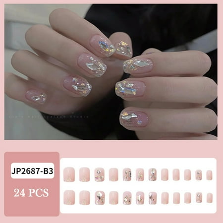24PCS Short Press on Nails Cute Shiny Rhinestones Full Coverage Artificial Nails Glue Models
24PCS Short Press on Nails Cute Shiny Rhinestones Full Coverage Artificial Nails Glue Models