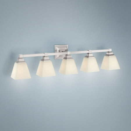 Regency Hill Wall Light Satin Nickel Hardwired 35 1/4 Wide 5-Light Fixture Etched Opal Glass for Bathroom Vanity Mirror
Regency Hill Wall Light Satin Nickel Hardwired 35 1/4 Wide 5-Light Fixture Etched Opal Glass for Bathroom Vanity Mirror