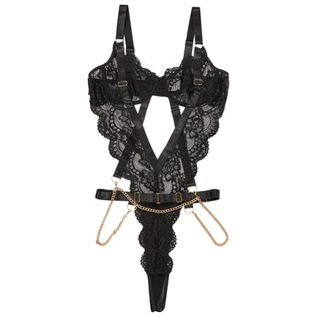 Women Exotic Lingerie Mesh Slim Metal Chain Fashion Jumpsuit Hollow Suit Lace Spring Summer Casual Club Party Vacation Sleepwear Gifts To Lovers
Women Exotic Lingerie Mesh Slim Metal Chain Fashion Jumpsuit Hollow Suit Lace Spring Summer Casual Club Party Vacation Sleepwear Gifts To Lovers