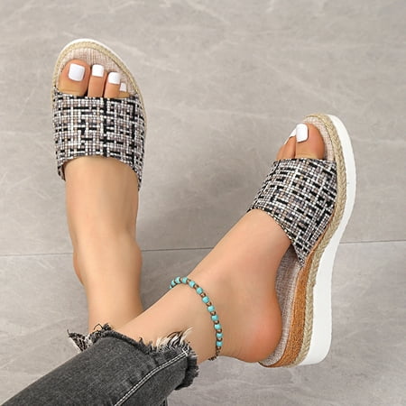 PEASKJP Wedge Sandals for Women 2023 Women Solid Summer New Slip On Wedge Sandals Comfortable Casual Shoes Flat Sandals Black 9
PEASKJP Wedge Sandals for Women 2023 Women Solid Summer New Slip On Wedge Sandals Comfortable Casual Shoes Flat Sandals Black 9