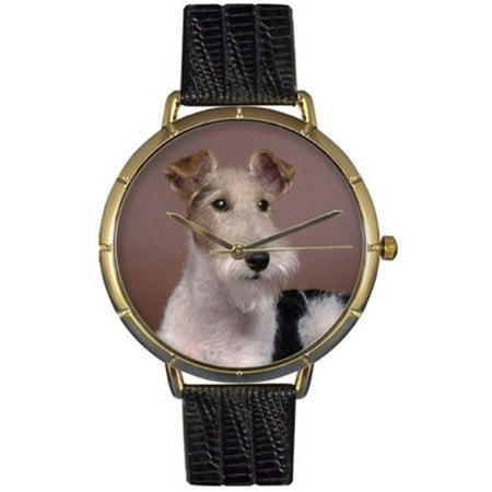 Whimsical Watches Womens N0130039 Fox Terrier Black Leather And Goldtone Photo Watch