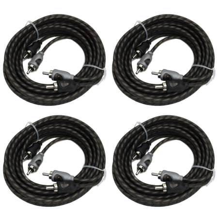 4) Rockford Fosgate RFI-16 16' Ft Twisted 2 Ch RCA Car Audio Signal Cables RFI16
