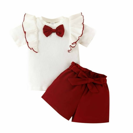 Summer Savings Clearance! PEZHADA Summer Baby and Toddler Girls Casual Suit Short Sleeve Ruffled Bow Top With Lace Up Shorts Two Piece Sets Wine
Summer Savings Clearance! PEZHADA Summer Baby and Toddler Girls Casual Suit Short Sleeve Ruffled Bow Top With Lace Up Shorts Two Piece Sets Wine