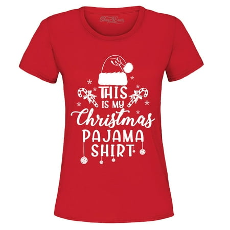 Shop4Ever Women s This is My Christmas Pajama Shirt Graphic T-Shirt X-Large Red