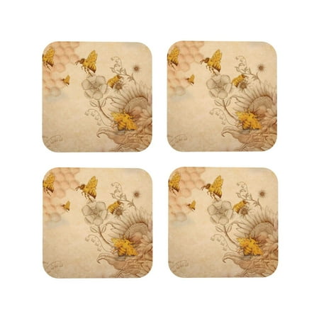 Leather Coasters with Heat-resistant for Drinks Retro Hand Drawn Honey Bees Sunflowers Cup Coasters Cup Pad Mat for Tabletop Protection Coffee Table Office Desk and Housewarming Gift
Leather Coasters with Heat-resistant for Drinks Retro Hand Drawn Honey Bees Sunflowers Cup Coasters Cup Pad Mat for Tabletop Protection Coffee Table Office Desk and Housewarming Gift