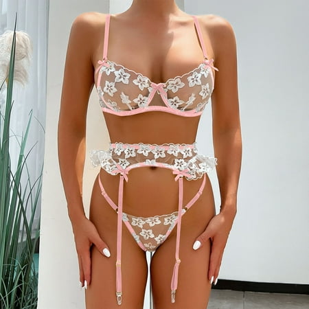 Gubotare Lingerie For Women Open Crotch Women Lingerie Set with Garter Belts Sexy Bra and Panty Underwire Lingerie Sets Pink L
Gubotare Lingerie For Women Open Crotch Women Lingerie Set with Garter Belts Sexy Bra and Panty Underwire Lingerie Sets Pink L