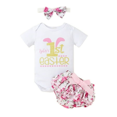 Esho Newborn Infant Baby Girls 1st First Easter Clothes Romper Bodysuit + Shorts + Headband 3Pcs Outfits 0-18 Months
Esho Newborn Infant Baby Girls 1st First Easter Clothes Romper Bodysuit + Shorts + Headband 3Pcs Outfits 0-18 Months