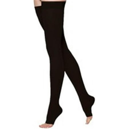 EverSheer 30-40mmHg Unisex Open Toe Thigh-High Black Small and Short