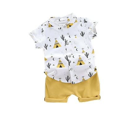 BIZIZA Baby Boy Outfit Shirts Short Sleeve 2-Piece Shorts Cartoon Dinosaur Cute Summer for 6M-4Y Child Yellow 80
BIZIZA Baby Boy Outfit Shirts Short Sleeve 2-Piece Shorts Cartoon Dinosaur Cute Summer for 6M-4Y Child Yellow 80