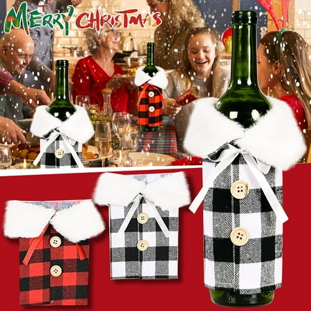 QWY Christmas Decoration Lapel Plaid Bottle Set Christmas Red and Black Plaid Bottle Set Decoration
QWY Christmas Decoration Lapel Plaid Bottle Set Christmas Red and Black Plaid Bottle Set Decoration