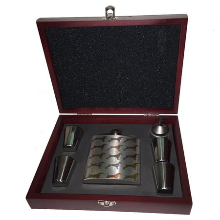 KuzmarK 6 oz. Stainless Steel Flask Set in Rose Wood Presentation Box - Weimaraner Gold Dog
KuzmarK 6 oz. Stainless Steel Flask Set in Rose Wood Presentation Box - Weimaraner Gold Dog