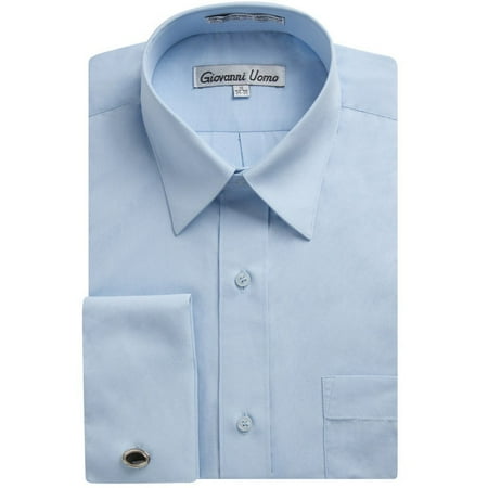Gentlemens Collection Men's Regular & Slim Fit French Cuff Solid Dress Shirt - Colors (Cufflink Included)