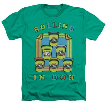 Trevco Sportswear HBRO256-HA-3 Play Doh & Rolling in Doh-Adult Heather T-Shirt, Kelly Green - Large