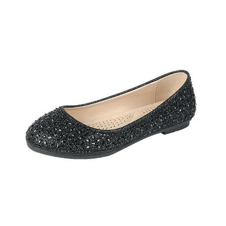 LAVRA Girls Ballet Flats Glitter Mary Jane Dress Shoes