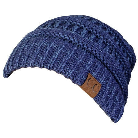 Gravity Threads CC Two Tone Chunky Soft Marled Knit Soft Beanie