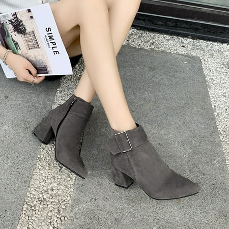 Women‘s Pointed Toe Short Boots Chunky Heel With Metal Buckle Side Zipper Short Shoes Women‘s Footwear
Women‘s Pointed Toe Short Boots Chunky Heel With Metal Buckle Side Zipper Short Shoes Women‘s Footwear