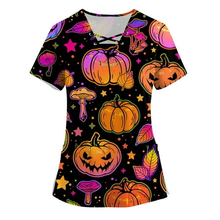 Sksloeg Uniform Tops for Women Scrubs Pumpkin Witch Hat Print Top Comfort Scrubs Women s V-Neck Workwear Shirts Nursing Working Uniform Black 2XL
Sksloeg Uniform Tops for Women Scrubs Pumpkin Witch Hat Print Top Comfort Scrubs Women s V-Neck Workwear Shirts Nursing Working Uniform Black 2XL
