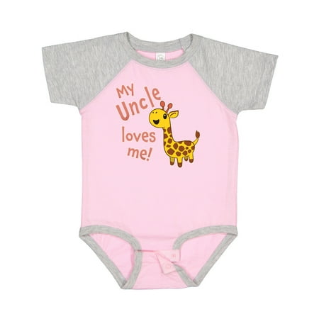 Inktastic My Uncle Loves Me- Cute Giraffe Gift Baby Boy or Baby Girl Bodysuit