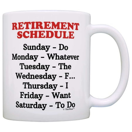 Retirement Gag Gift Retirement Schedule Calendar Office Humor Coworker Gift Coffee Mug Tea Cup White
Retirement Gag Gift Retirement Schedule Calendar Office Humor Coworker Gift Coffee Mug Tea Cup White
