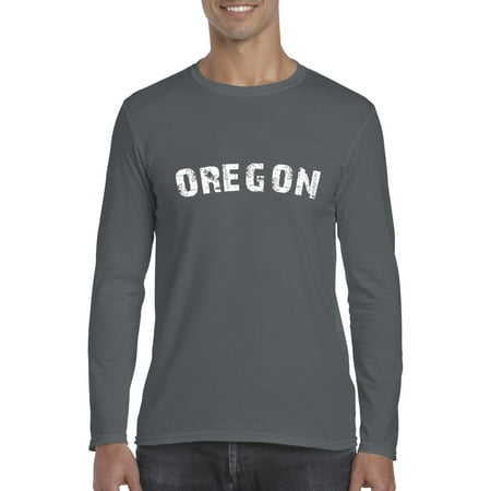 Oregon Portland State Flag Men Softstyle Long Sleeve T-Shirt