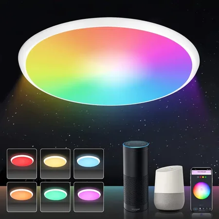 Smart LED Ceiling Light RGBCW Modern Lamp For Home WIFI TUYA App Connect 24W 2400LM Voice Control Work With Alexa
Smart LED Ceiling Light RGBCW Modern Lamp For Home WIFI TUYA App Connect 24W 2400LM Voice Control Work With Alexa