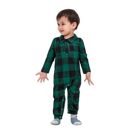 Pudcoco Christmas Family Matching Pajamas Set Long Sleeve Plaid Shirt Pants