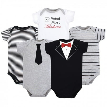 Little Treasure Baby Boy Cotton Bodysuits 5pk Tuxedo 0-3 Months