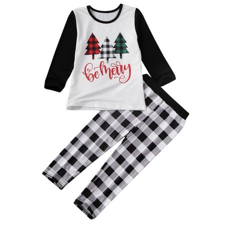 Farrubbyine8 Family Matching Christmas Pajama Sets Top Pants 2PCS Christmas PJs