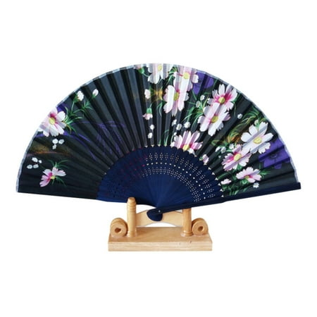 ertutuyi pattern folding dance wedding party lace silk folding hand held flower fan f