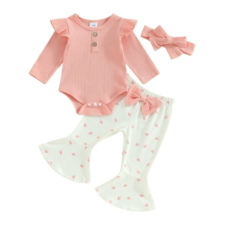 Mevireiy Baby Girls Outfits Ribbed Knit Romper Tops Heart Print Flared Bell Bottom Pants Pink 6-12 Months
Mevireiy Baby Girls Outfits Ribbed Knit Romper Tops Heart Print Flared Bell Bottom Pants Pink 6-12 Months