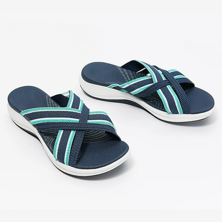 Azrian Latest Upgrade Elastic Cross Correction Ladies Sandals Summer Slippers