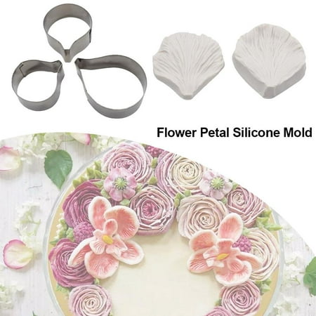 Famure Silicone mold Flower Petal Silicone Mold Odorless Non-stick Fondant Flower Veining Mold Chocolate Making Tool