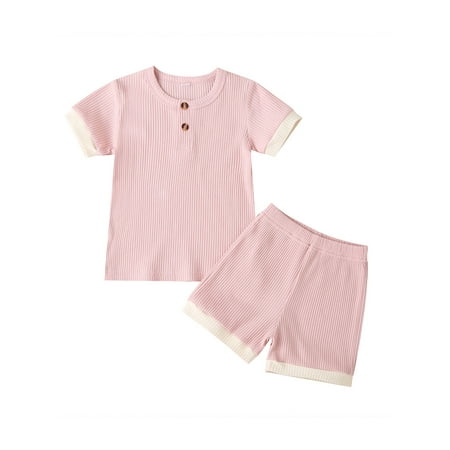 Jkerther Infant Kids Suit Set Unisex Round Neck Solid Color Short Sleeve Pullover+ Short Pants for Summer 18 Months-6 Years
Jkerther Infant Kids Suit Set Unisex Round Neck Solid Color Short Sleeve Pullover+ Short Pants for Summer 18 Months-6 Years