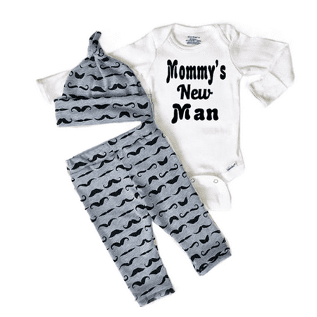 AMILIEe Toddler Kids Baby Boy 3Pcs Outfits Set Mommy s New Man T-Shirt Tops+ Moustache Long Pants+ Hat
AMILIEe Toddler Kids Baby Boy 3Pcs Outfits Set Mommy s New Man T-Shirt Tops+ Moustache Long Pants+ Hat