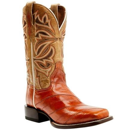 Dan Post Women s Peanut Exotic Eel Western Boot Broad Square Toe Brown 9 M US
