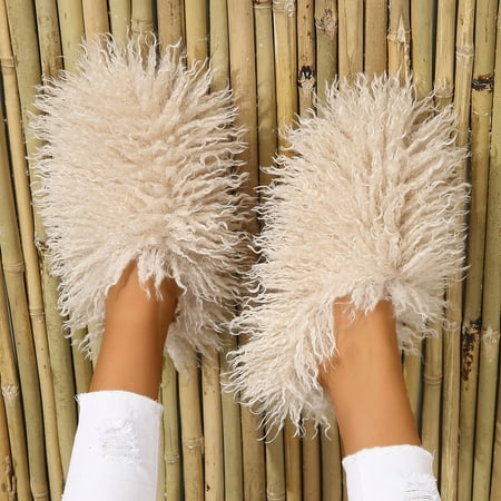 XWQWJH Women s Curly Furry Slippers Indoor Thermal Cozy Fuzzy Shoes Warm Bedroom Floor Plush Slippers With Non-slip Sole
XWQWJH Women s Curly Furry Slippers Indoor Thermal Cozy Fuzzy Shoes Warm Bedroom Floor Plush Slippers With Non-slip Sole