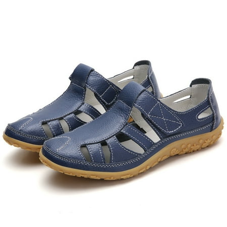 ZIZOCWA Retro Leather Sandals for Women Fashion Flat Soft Sole Sandals Casual Solid Color Hook Loop Close Toe Hollow Out Sandals Summer Dark Blue Size7.5
ZIZOCWA Retro Leather Sandals for Women Fashion Flat Soft Sole Sandals Casual Solid Color Hook Loop Close Toe Hollow Out Sandals Summer Dark Blue Size7.5