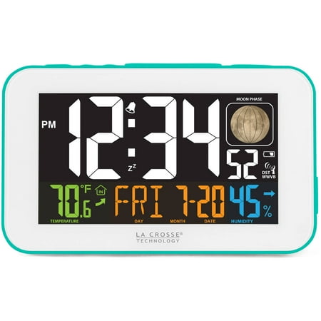 La Crosse Technology 617-1485BL LED Color Alarm Clock with USB Charging Port, Blue