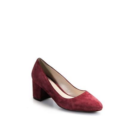 Pre-owned|Cole Haan Womens Almond Toe Suede Kitten Heel Wine Size 5