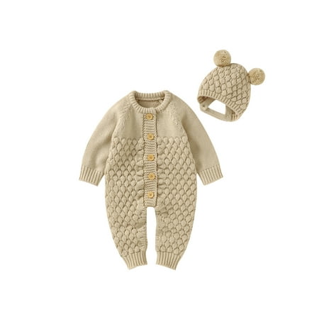 Peyakidsaa Newborn Baby Knitted Sweater Romper Long sleeve Jumpsuit with Warm Hat Set 0-18 Months
Peyakidsaa Newborn Baby Knitted Sweater Romper Long sleeve Jumpsuit with Warm Hat Set 0-18 Months
