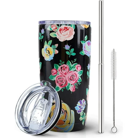 Flower Print Tumbler With Lid and Straw - 20 oz Insulated Stainless Steel rose Travel Cup - Double Wall Coffee Mug - Birthday Gifts for Mom Sister Friends Women
Flower Print Tumbler With Lid and Straw - 20 oz Insulated Stainless Steel rose Travel Cup - Double Wall Coffee Mug - Birthday Gifts for Mom Sister Friends Women