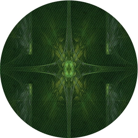 Ahgly Company Indoor Round Patterned Deep Emerald Green Area Rugs 4 Round