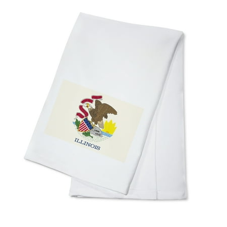 Illinois State Flag Letterpress (100% Cotton Tea Towel Decorative Hand Towel Kitchen and Home)