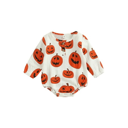 Meihuida Baby Girl Boy Romper Long Sleeve Round Neck Pumpkin Print Loose Halloween Romper
Meihuida Baby Girl Boy Romper Long Sleeve Round Neck Pumpkin Print Loose Halloween Romper