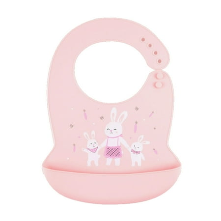Baby Cartoon Rabbit Bib Waterproof Silicone Feeding Food Catcher Newborn Apron